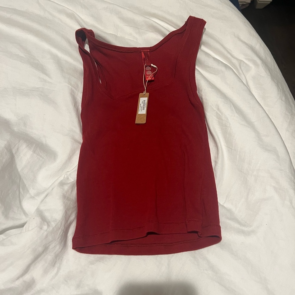 Red Sleeveless Ribbed Top